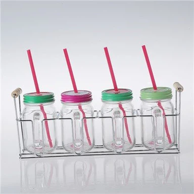 Tutup Toples Kaca Mason Dengan Rak Logam