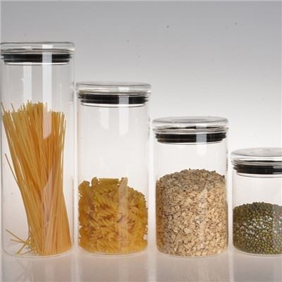 Stoples Tabung Dapur Kedap Udara isi 4 dengan Tutup Kaca