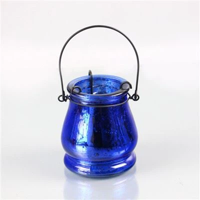 Tempat Lilin Kaca Biru Antik