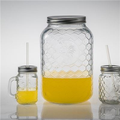 Dispenser Minuman Kaca Tenun Keranjang Timbul