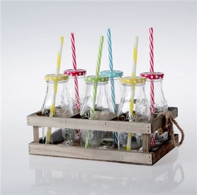 Toples Susu Kaca 400 ML Dengan Sedotan Warna