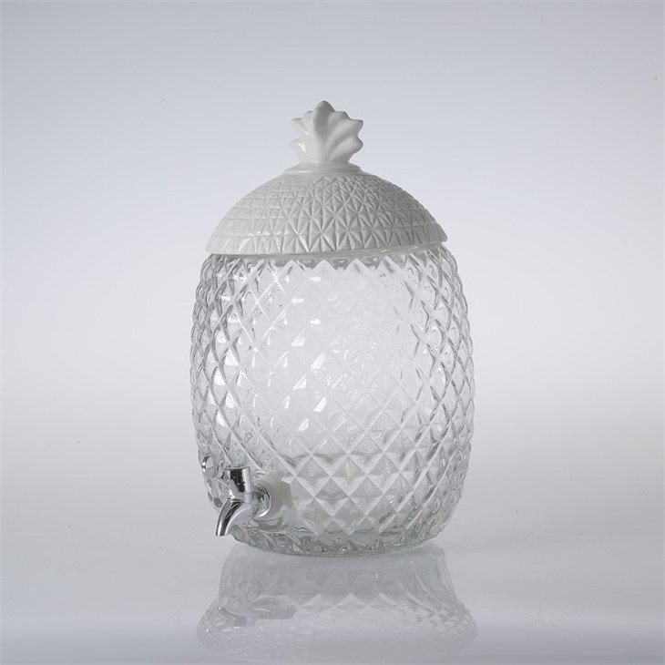 Glass Beverage Dispenser With Ceramic Lid