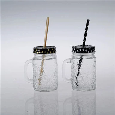 Toples Kopi Mason Dengan sedotan