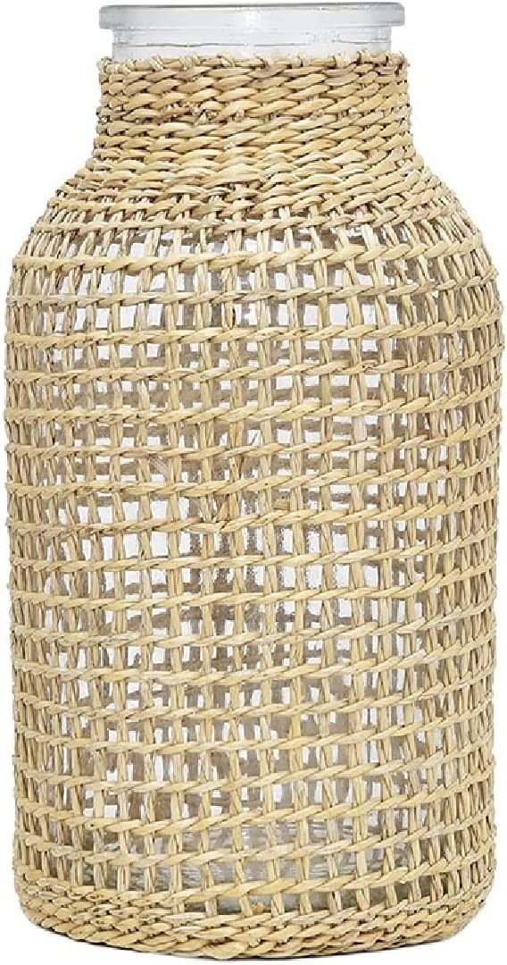 Straw Decorative Glass Vase