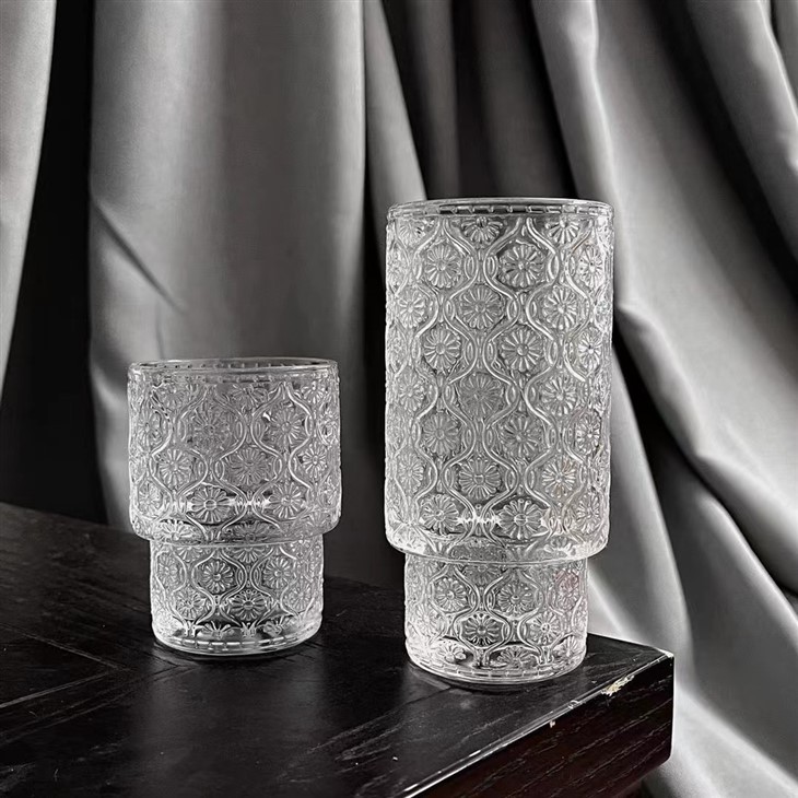 Vintage Glassware Set Drinking Glasses With Glass Straws Iced Coffee Cups For Whiskey
